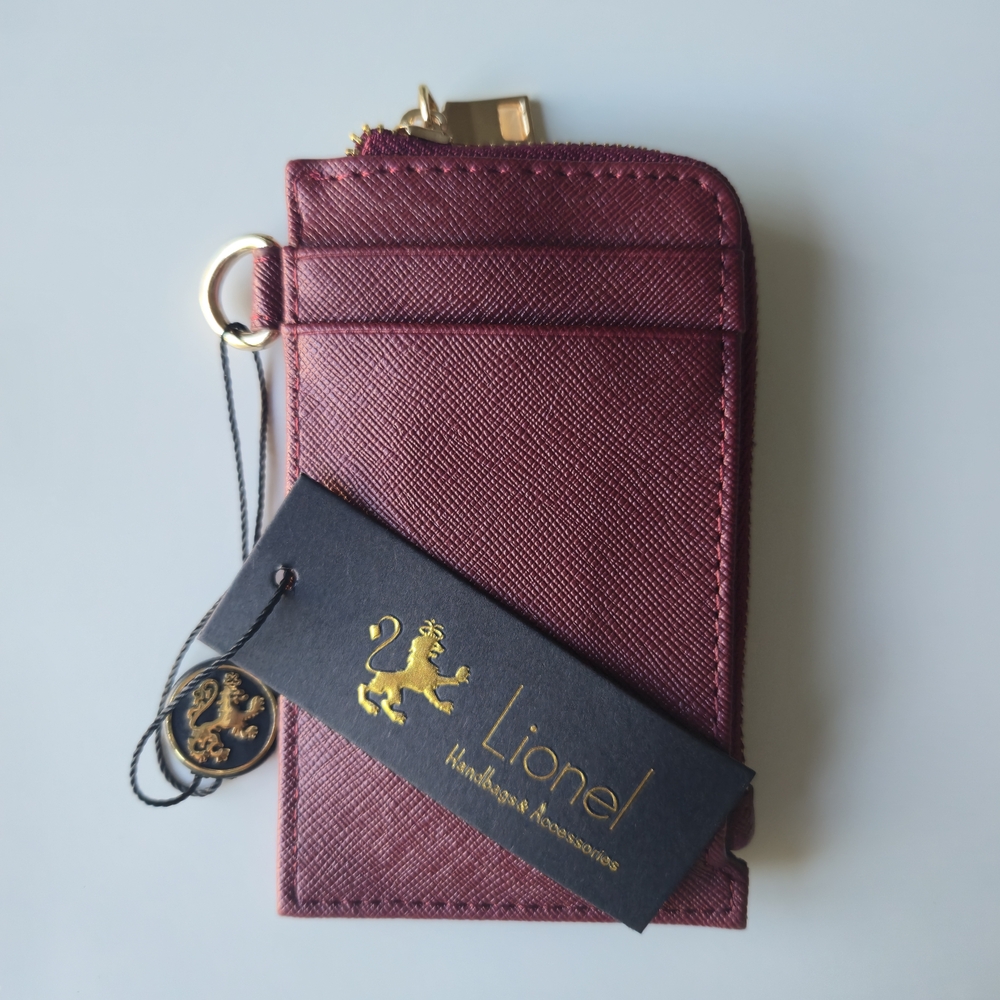 NWT Lionel Burgundy Saffiano Wristlet Wallet Card Holder
